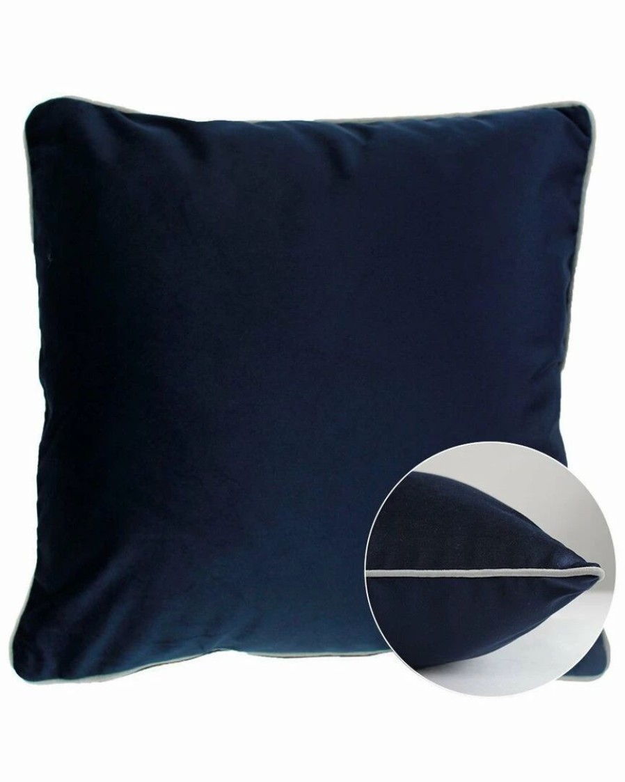 Linens * | Discount Garnier Thiebaut Velours Marine-Platine Cushion Cover Home Linens