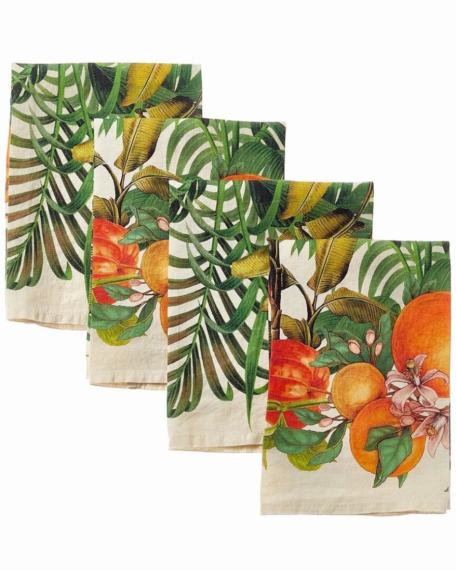 Linens * | Discount Garnier Thiebaut Vintage Garden Natural Napkins (Set Of 4) Home Linens