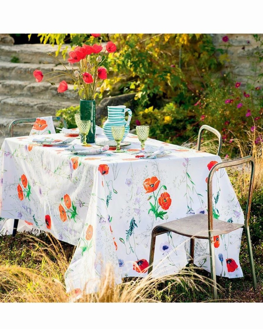 Linens * | Promo Garnier Thiebaut Mille Coquelicots Floraison Tablecloth Home Linens