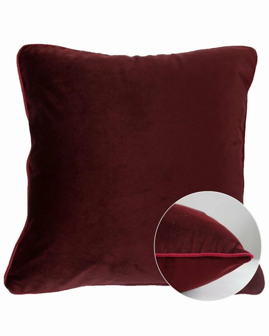 Linens * | Budget Garnier Thiebaut Velours Bordeaux-Rose Cushion Cover Home Linens