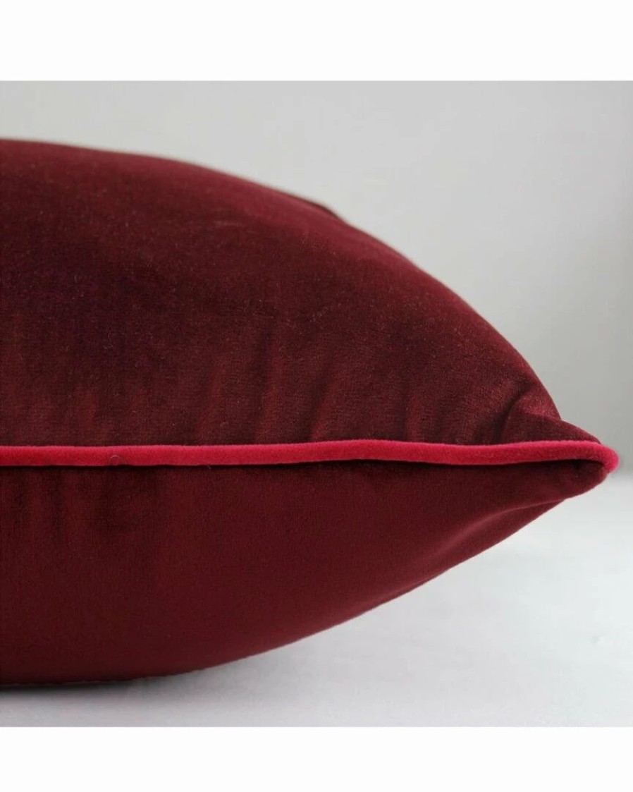 Linens * | Budget Garnier Thiebaut Velours Bordeaux-Rose Cushion Cover Home Linens