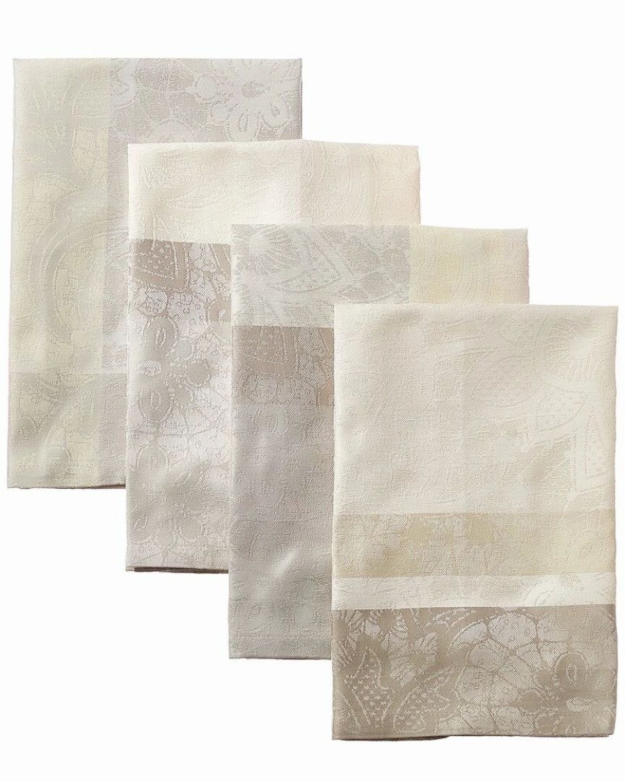 Linens * | Best Reviews Of Garnier Thiebaut Mille Dentelles Naturel Napkins (Set Of 4) Home Linens