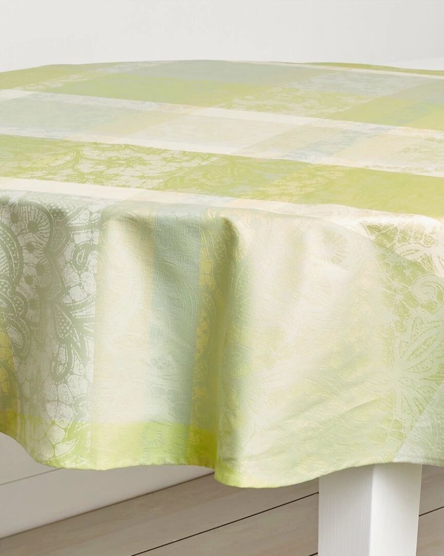 Linens * | Brand New Garnier Thiebaut Mille Dentelles Prairie Round Tablecloth Home Linens