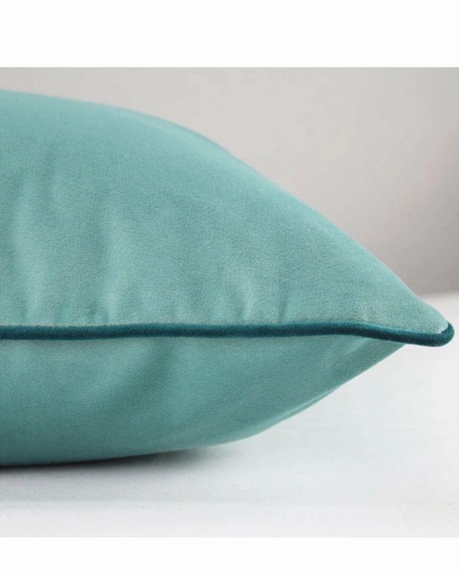 Linens * | Budget Garnier Thiebaut Velours Bleu-Canard Cushion Cover Home Linens