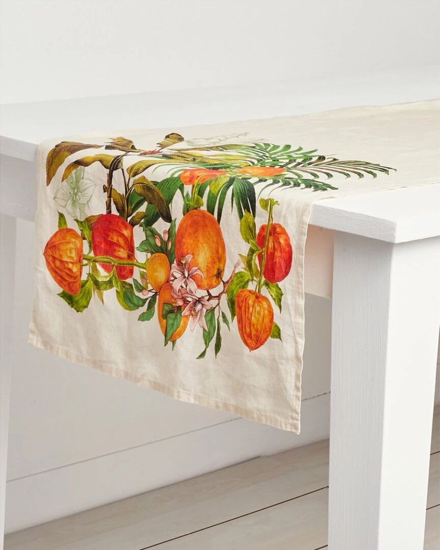 Linens * | Top 10 Garnier Thiebaut Vintage Garden Natural Tablerunner Home Linens