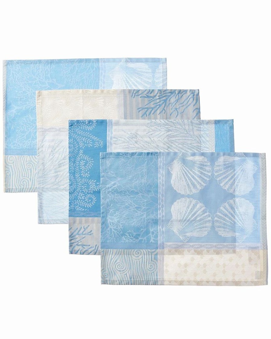 Linens * | Promo Garnier Thiebaut Mille Oceans Ecume Placemats (Set Of 4) Home Linens