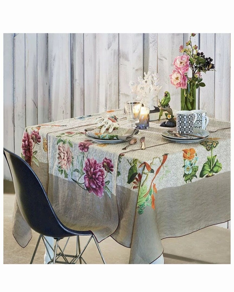 Linens * | Promo Garnier Thiebaut Gaia Floralies Tablecloth Home Linens