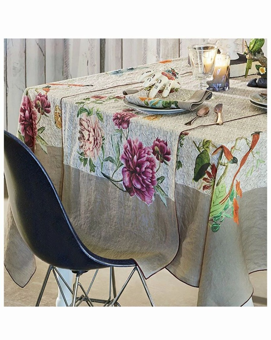 Linens * | Discount Garnier Thiebaut Gaia Floralies Table Runner Home Linens