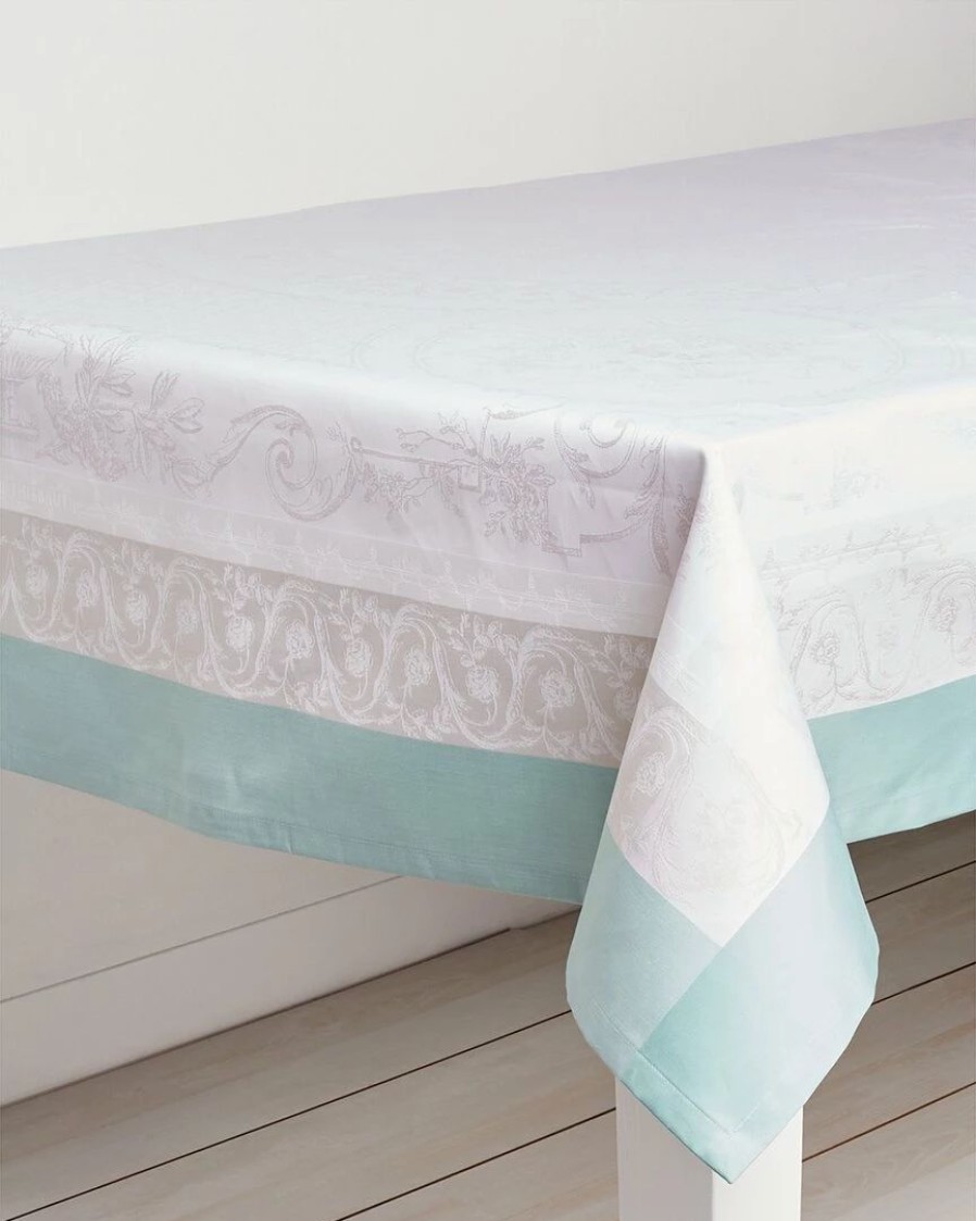 Linens * | Best Sale Garnier Thiebaut Jardin De La Reine Celadon Tablecloth Home Linens