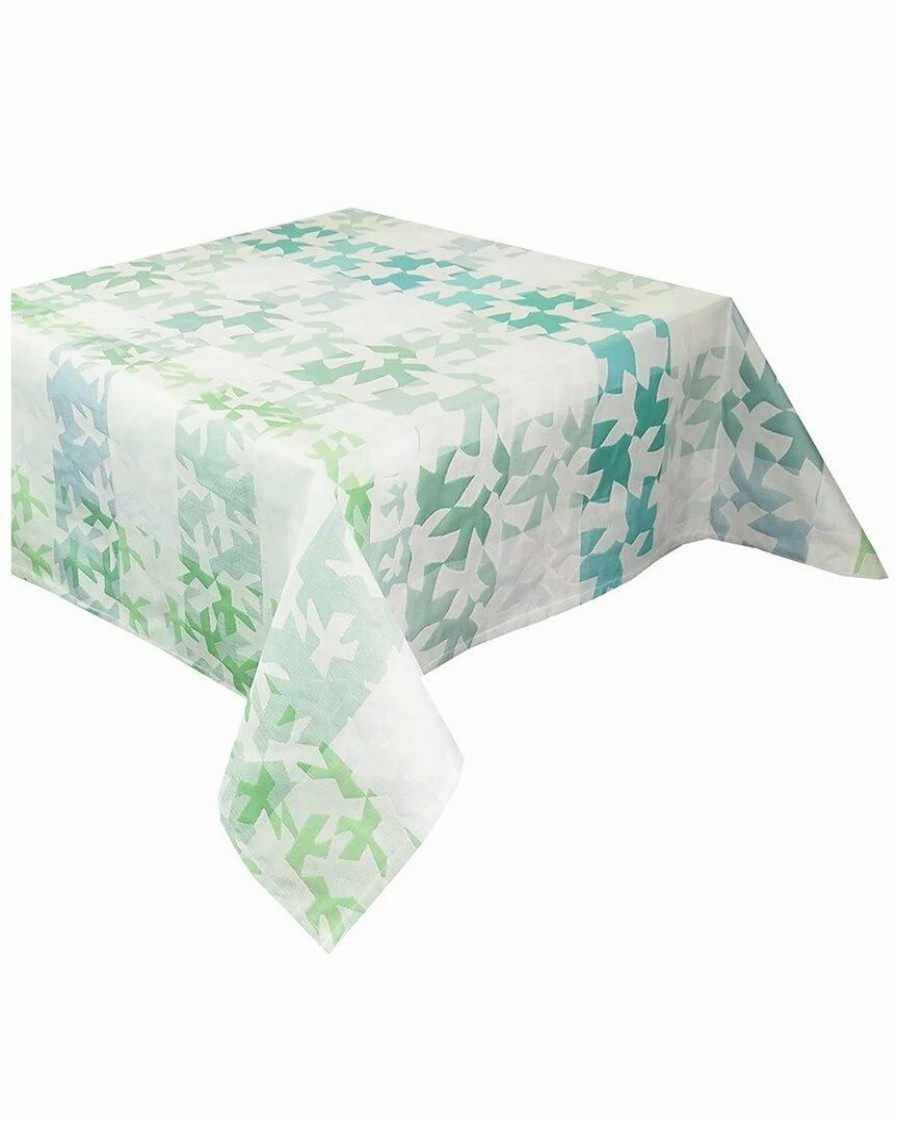 Linens * | Budget Garnier Thiebaut Mille Hirondelles Menthol 61In X 102In Tablecloth Home Linens