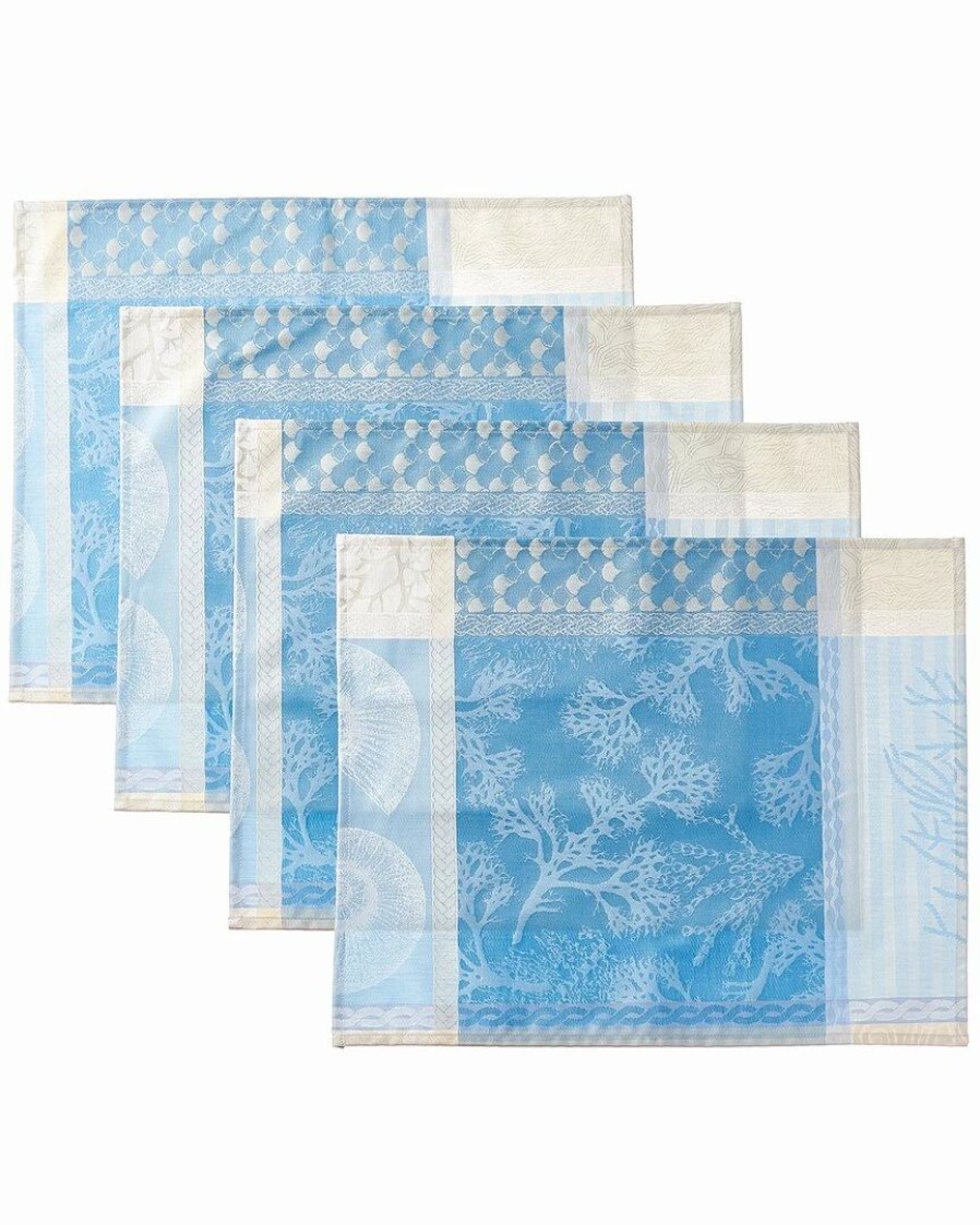 Linens * | Discount Garnier Thiebaut Mille Oceans Ecume Coated Placemats (Set Of 4) Home Linens