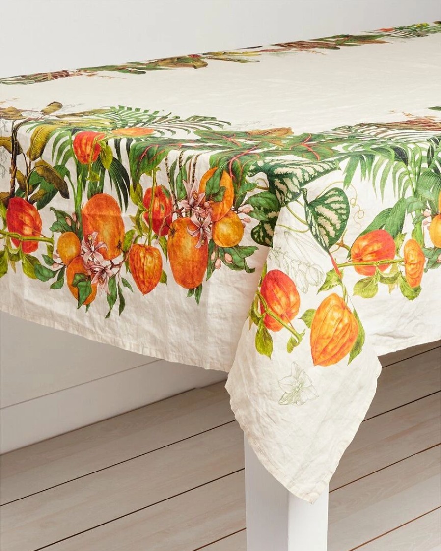 Linens * | Cheapest Garnier Thiebaut Vintage Garden Natural Tablecloth Home Linens