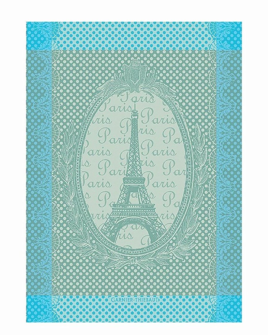 Linens * | Promo Garnier Thiebaut Eiffel Vintage Celadon Kitchen Towel 21In X 30In Home Linens