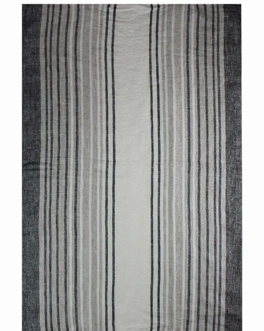 Linens * | Discount Garnier Thiebaut Paseo Anthracite Set Of 2 Linen Kitchen Towels Home Linens