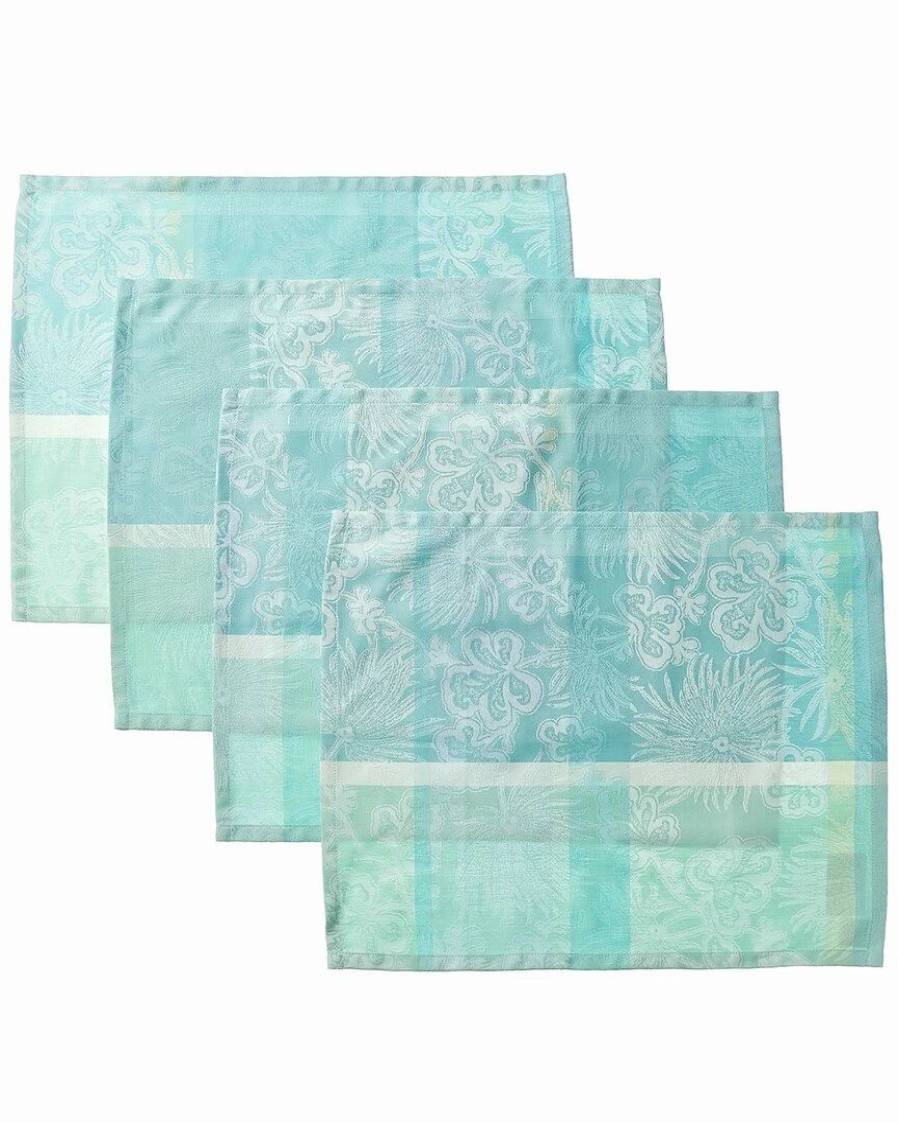 Linens * | Cheapest Garnier Thiebaut Mille Venusta Aqua Placemats (Set Of 4) Home Linens