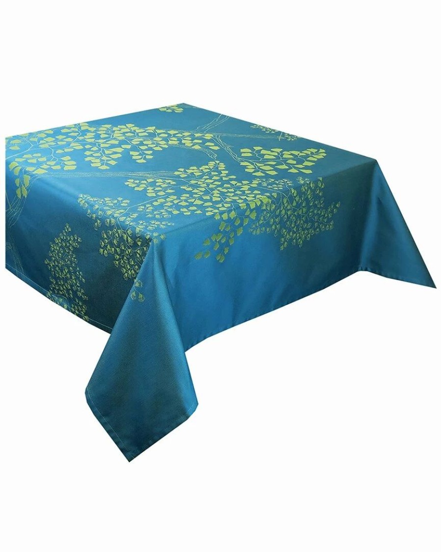 Linens * | New Garnier Thiebaut Mille Branches Paon 71In X 98In Tablecloth Home Linens