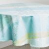 Linens * | Outlet Garnier Thiebaut Mille Venusta Aqua Round Tablecloth Home Linens