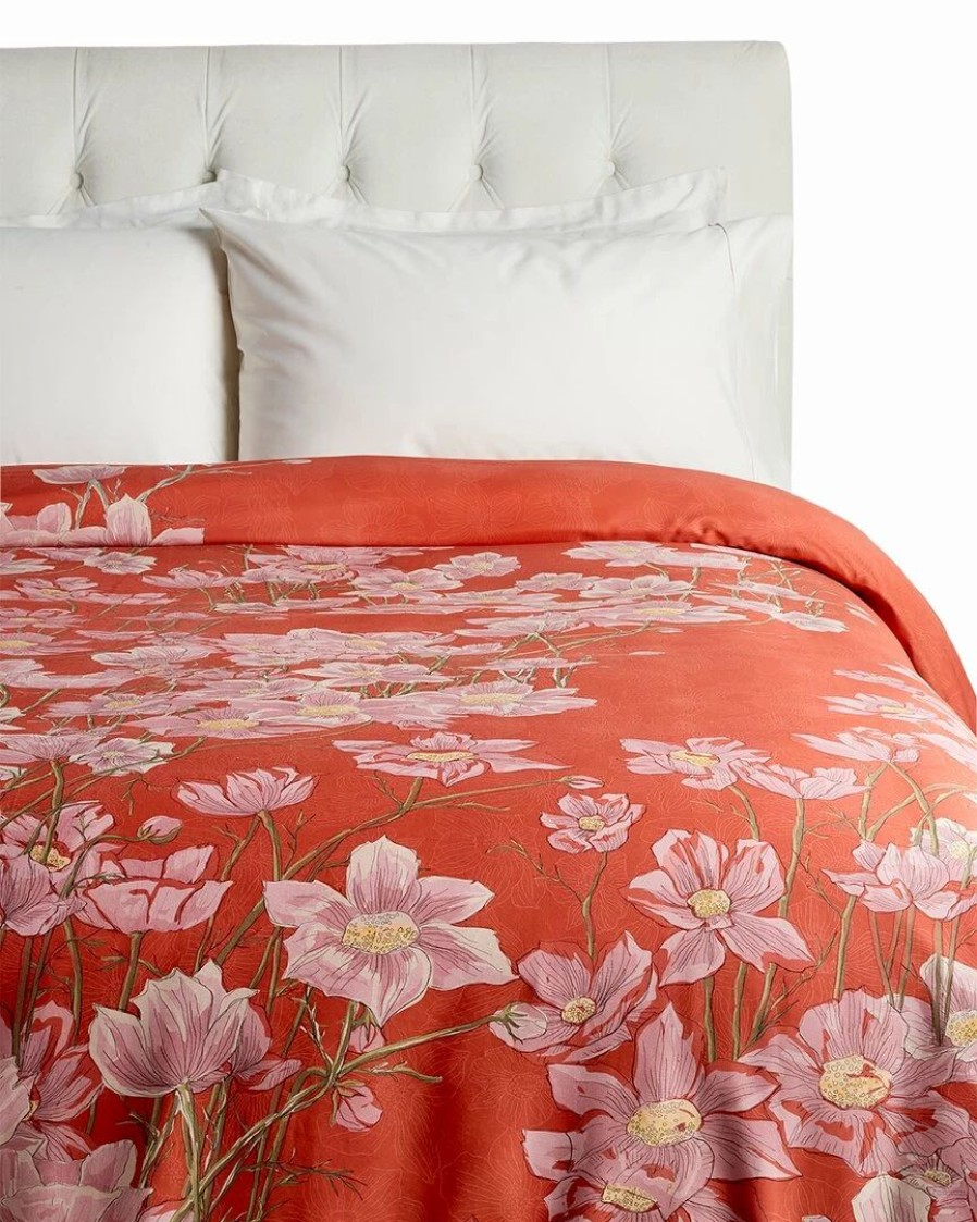 Duvet Inserts & Duvets * | New Garnier Thiebaut Anemone Cotton Sateen Corail Duvet Cover Home Duvet Inserts & Duvets