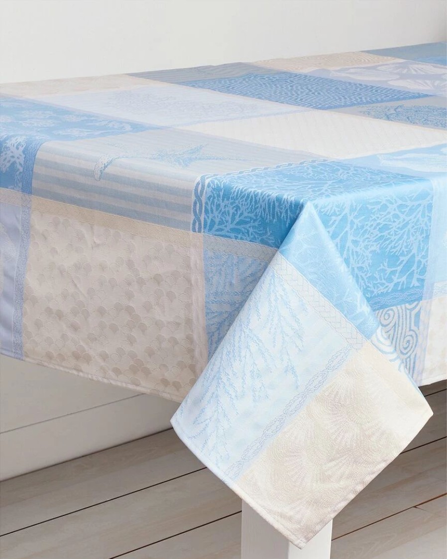 Linens * | Top 10 Garnier Thiebaut Mille Oceans Ecume Tablecloth Home Linens