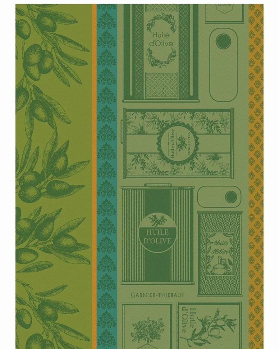 Linens * | Buy Garnier Thiebaut Huile D'Olives Vert Set Of 2 Kitchen Towels Home Linens