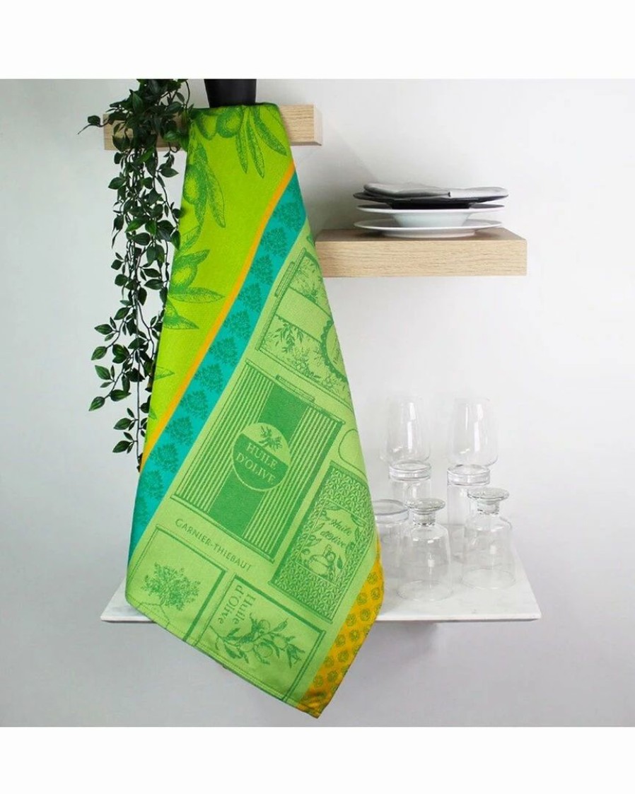 Linens * | Buy Garnier Thiebaut Huile D'Olives Vert Set Of 2 Kitchen Towels Home Linens