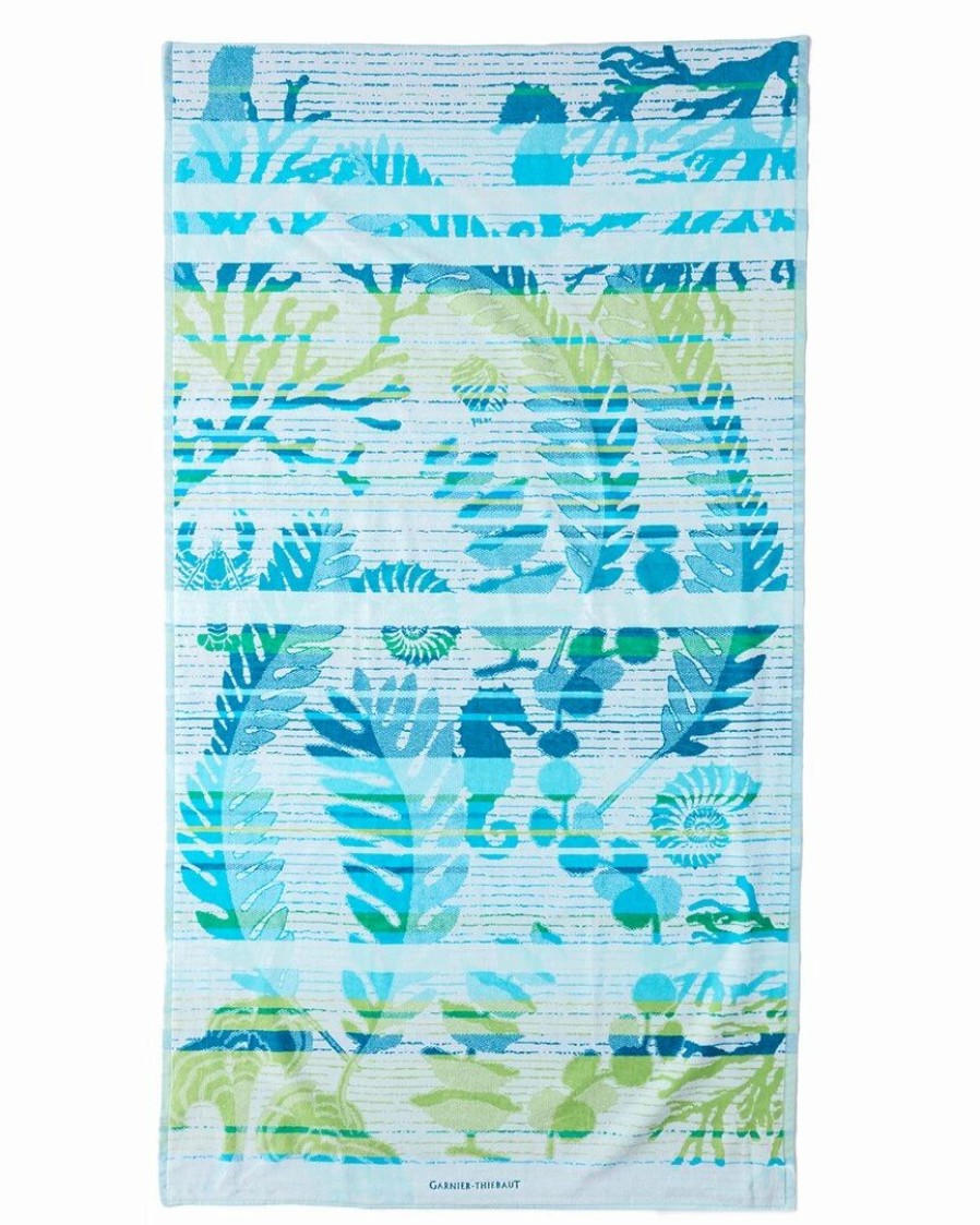 Beach Towels * | New Garnier Thiebaut Sous La Mer Aqua Cotton Beach Towel Home Beach Towels