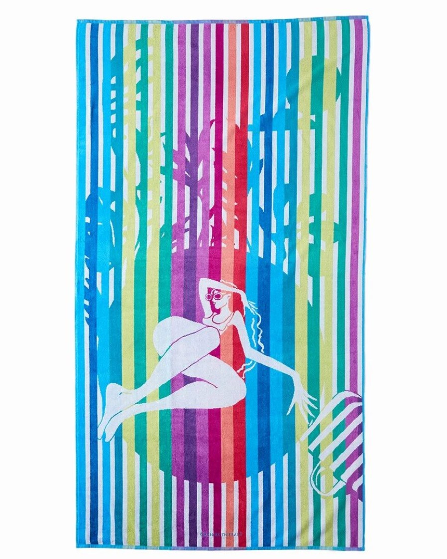 Beach Towels * | Best Sale Garnier Thiebaut Naiade Neon Cotton Beach Towel Home Beach Towels