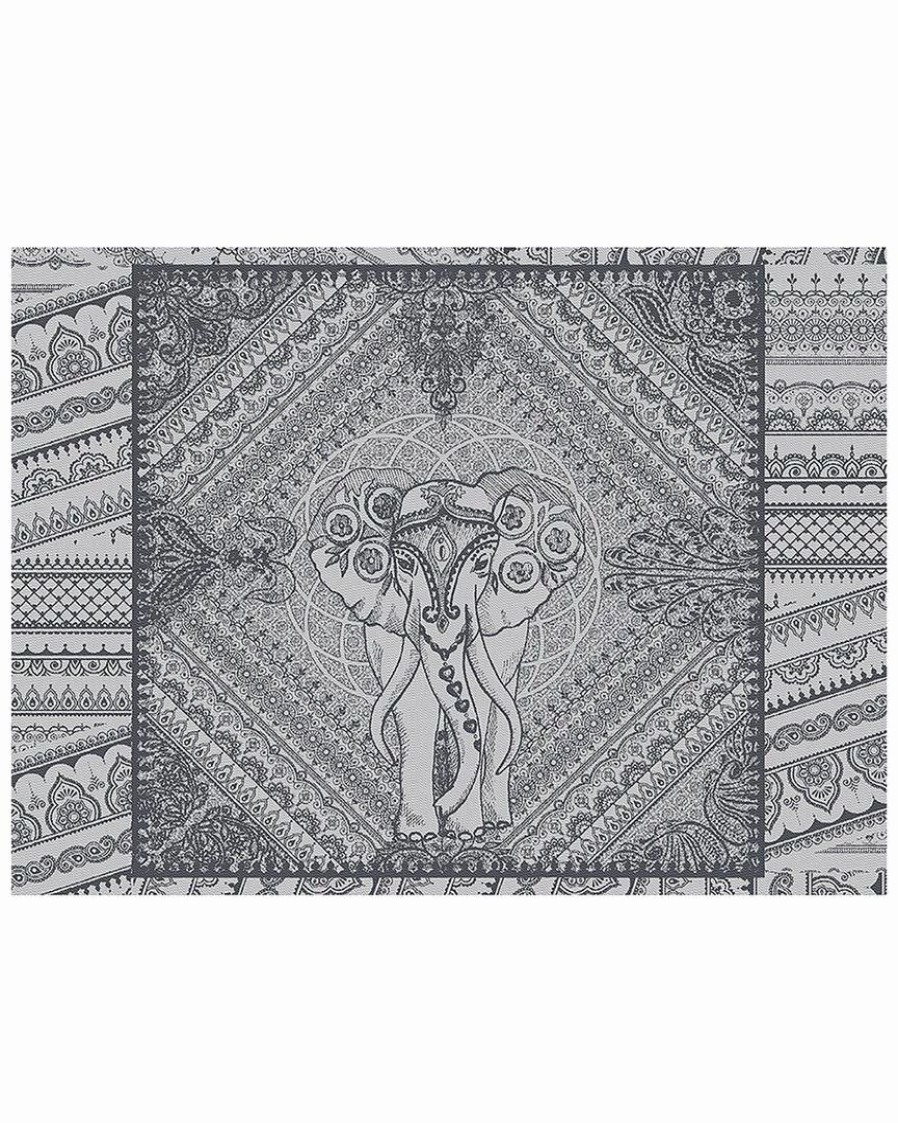 Linens * | Top 10 Garnier Thiebaut Jodhpur Uni Noir Set Of 4 Placemats 22In X 16In Home Linens