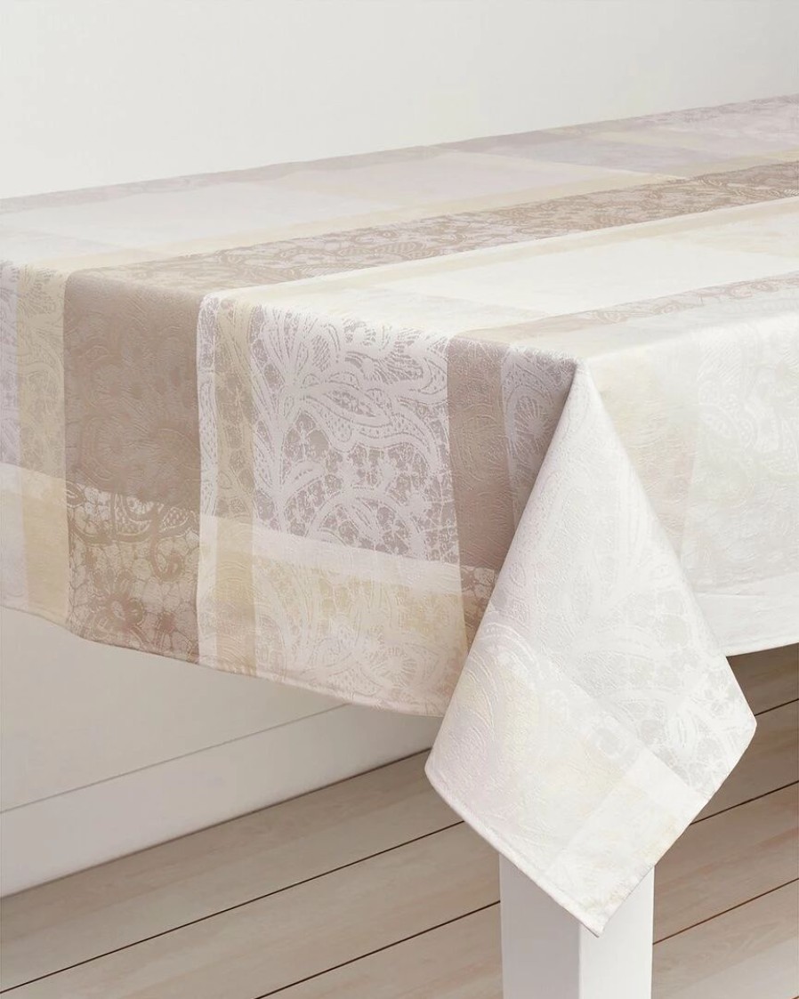 Linens * | Wholesale Garnier Thiebaut Mille Dentelles Naturel Tablecloth Home Linens