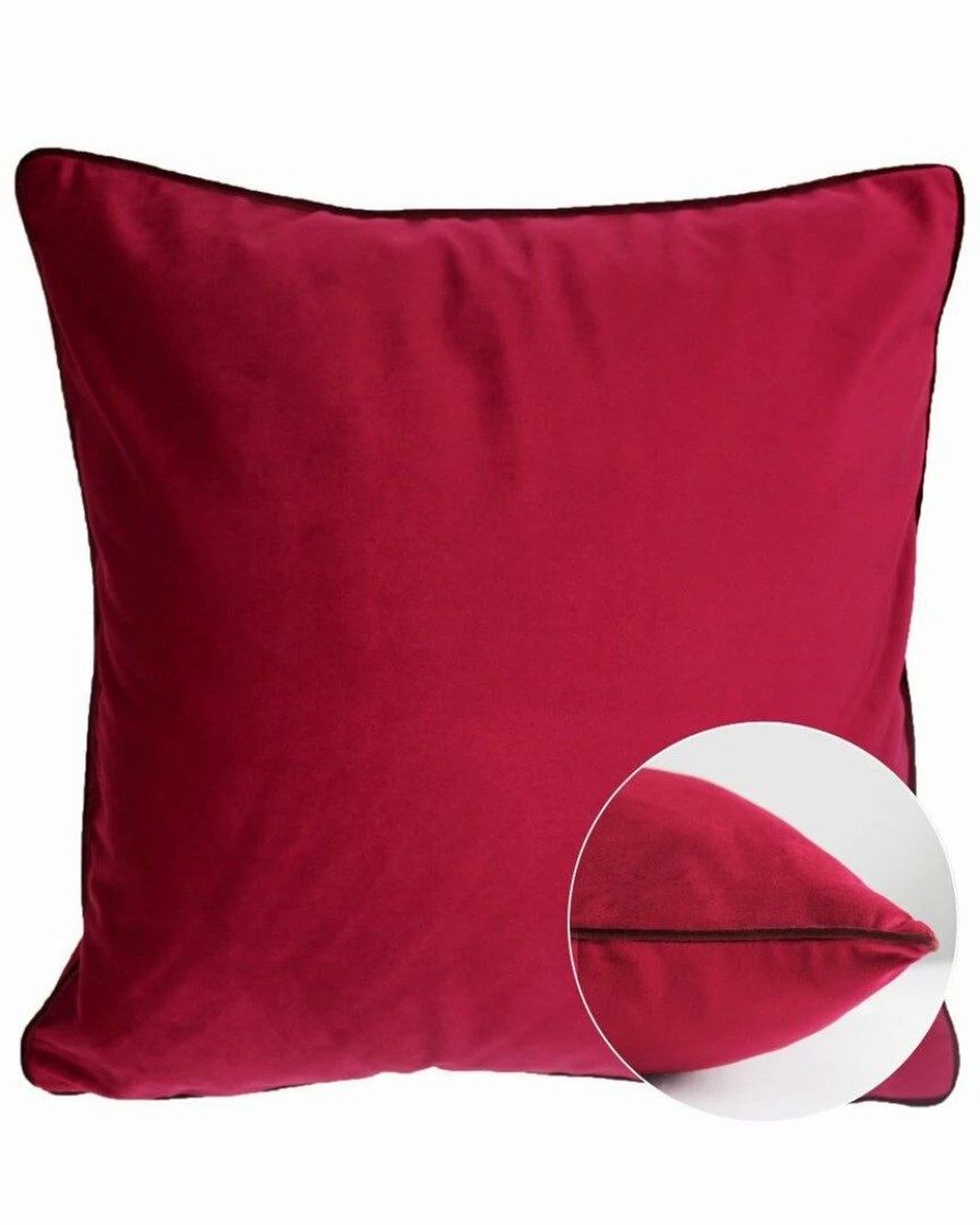 Linens * | Discount Garnier Thiebaut Velours Rose-Bordeaux Cushion Cover Home Linens