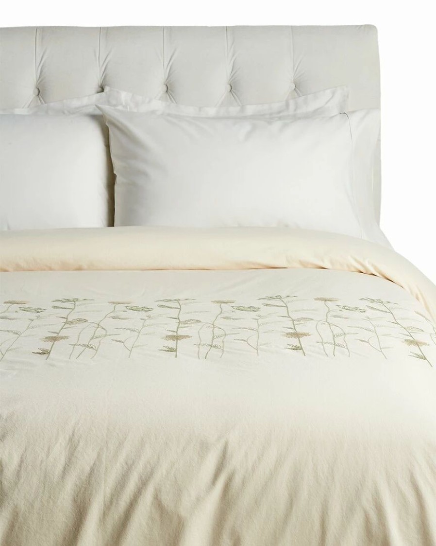 Duvet Inserts & Duvets * | Brand New Garnier Thiebaut Anae Emboirdered Percae Olive Duvet Cover Home Duvet Inserts & Duvets