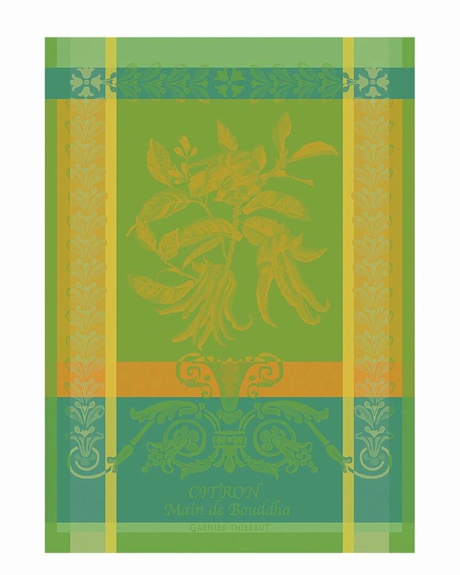 Linens * | Budget Garnier Thiebaut Main De Bouddha Vert Kitchen Towel 22In X 30In Home Linens