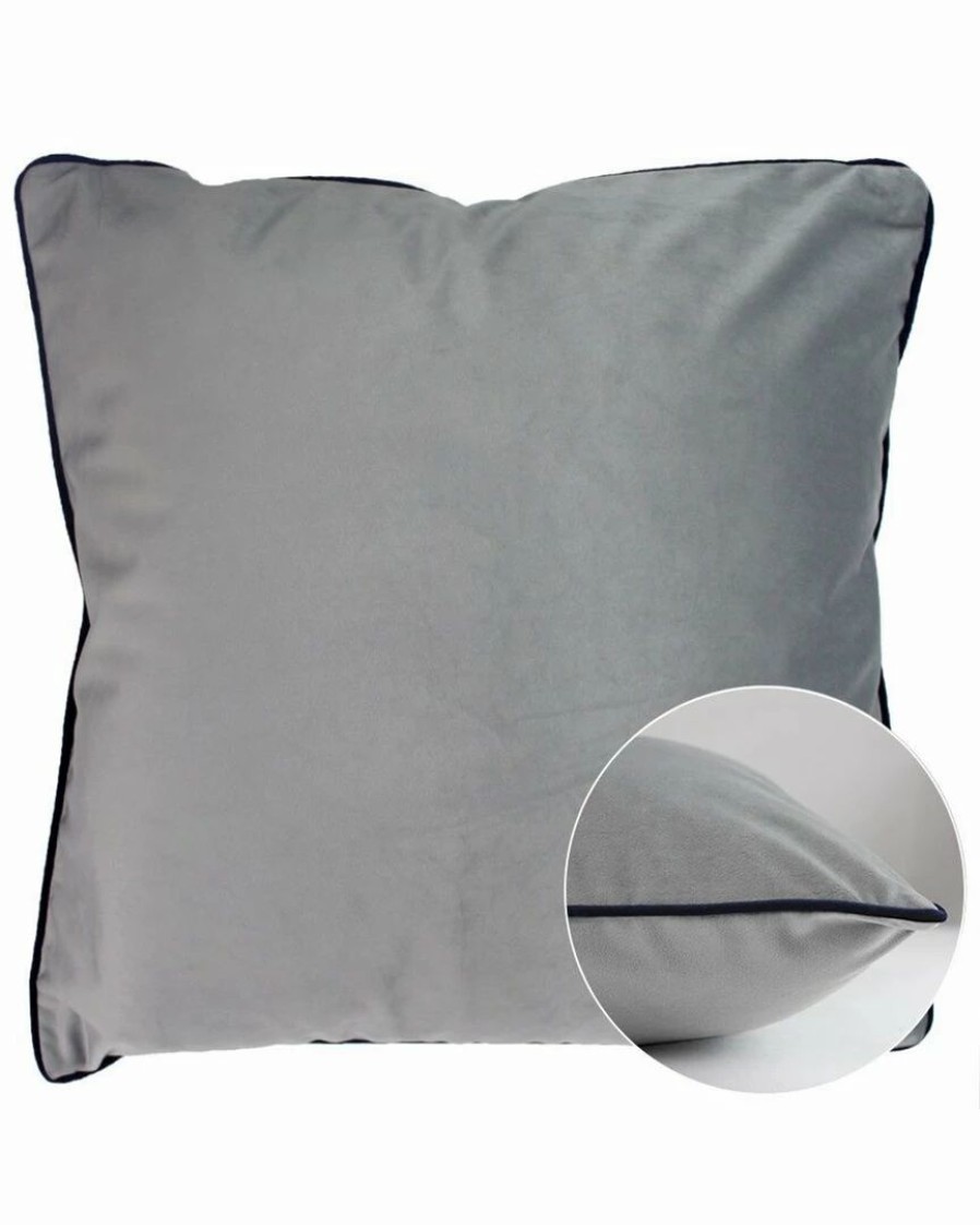 Linens * | Deals Garnier Thiebaut Velours Platine-Marine Cushion Cover Home Linens