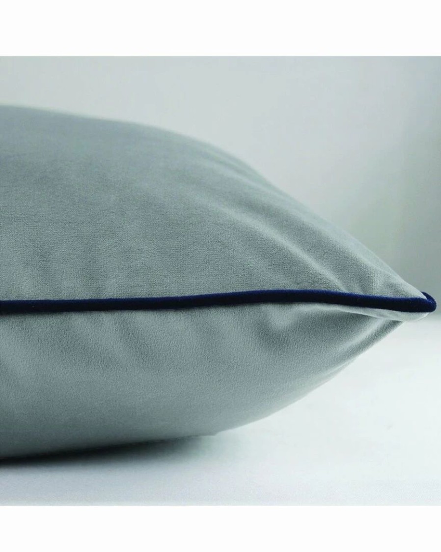 Linens * | Deals Garnier Thiebaut Velours Platine-Marine Cushion Cover Home Linens